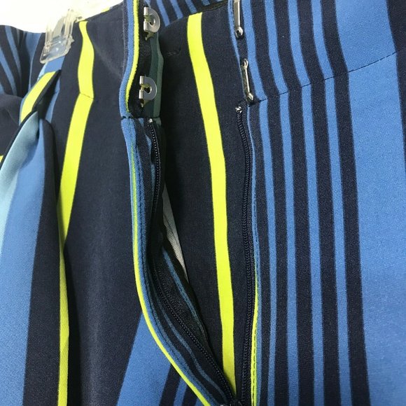 Ashley Stewart plus size 16 Striped paper bag Pants peacoat Elastic belt NWT - Picture 7 of 11